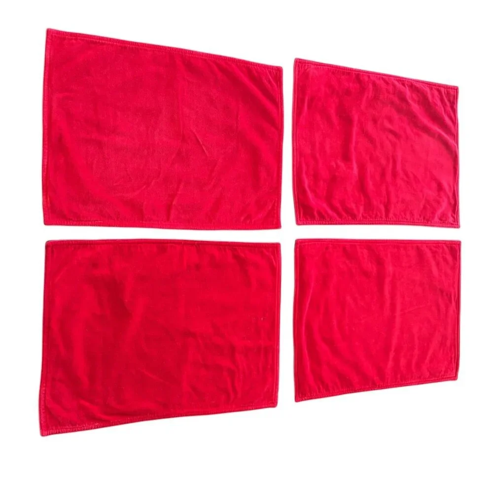 Crate And Barrel Velvet 2 In One Placemats Set Of Four Christmas Red Burgundy